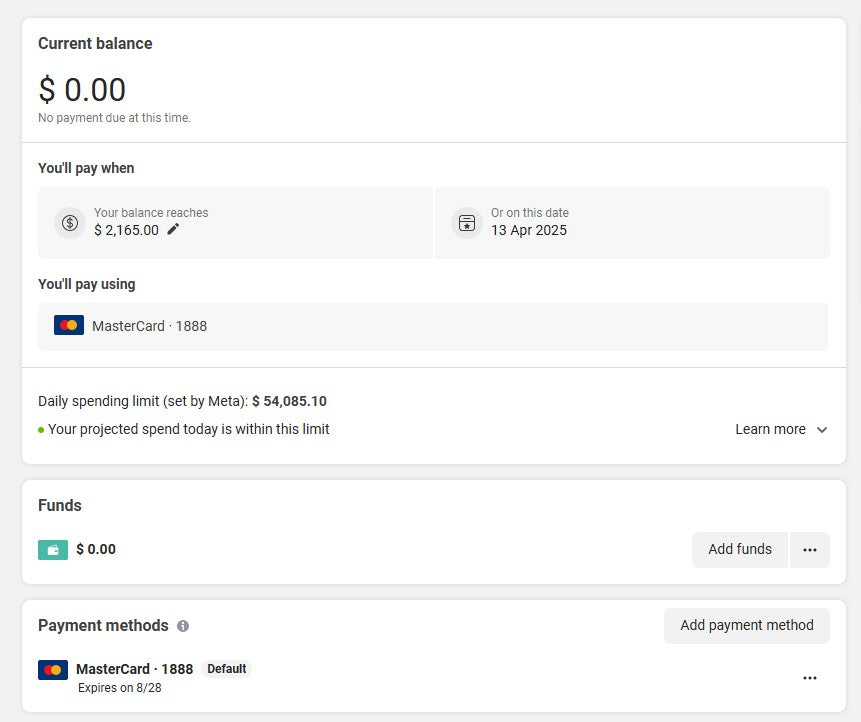 Facebook Ads Threshold 2165$ New Method 2025 Available