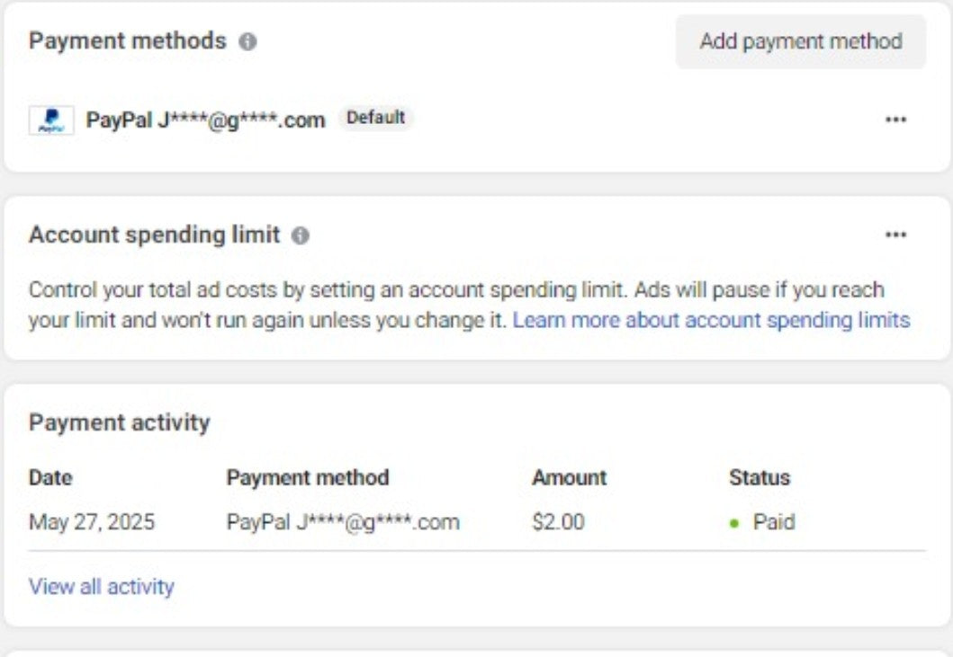 Facebook Add a PayPal payment method Tools 2025