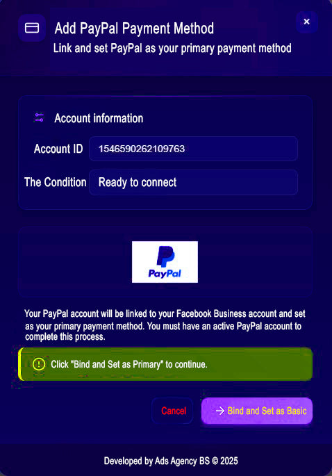 Facebook Add a PayPal payment method Tools 2025